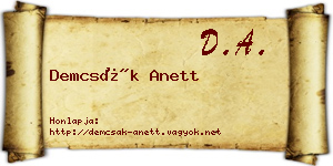 Demcsák Anett névjegykártya